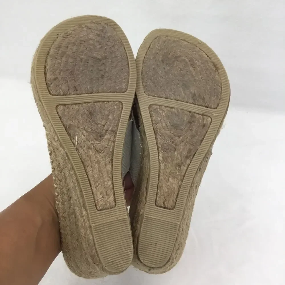 WHITE MOUNTAIN BEACHBALL Glitter Fabric Wedge Heels Sandal Size 7.5 M